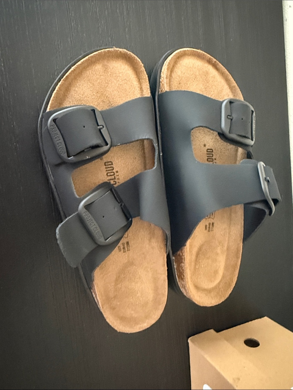Project Cloud Black Double-Buckle Slide Sandals - Picture 2 of 2